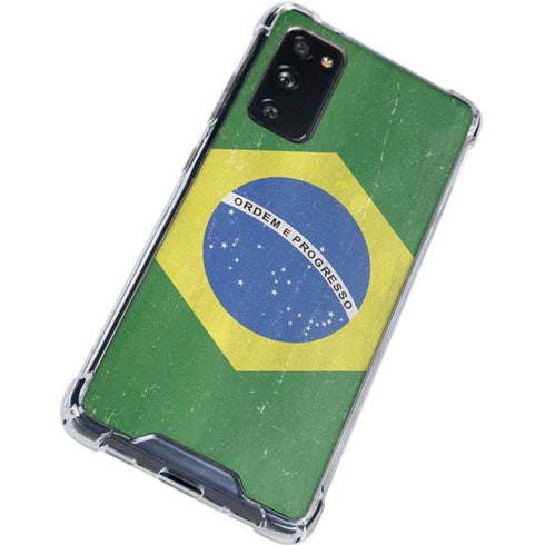 Brazil Flag Distressed Galaxy S20 FE Clear Case